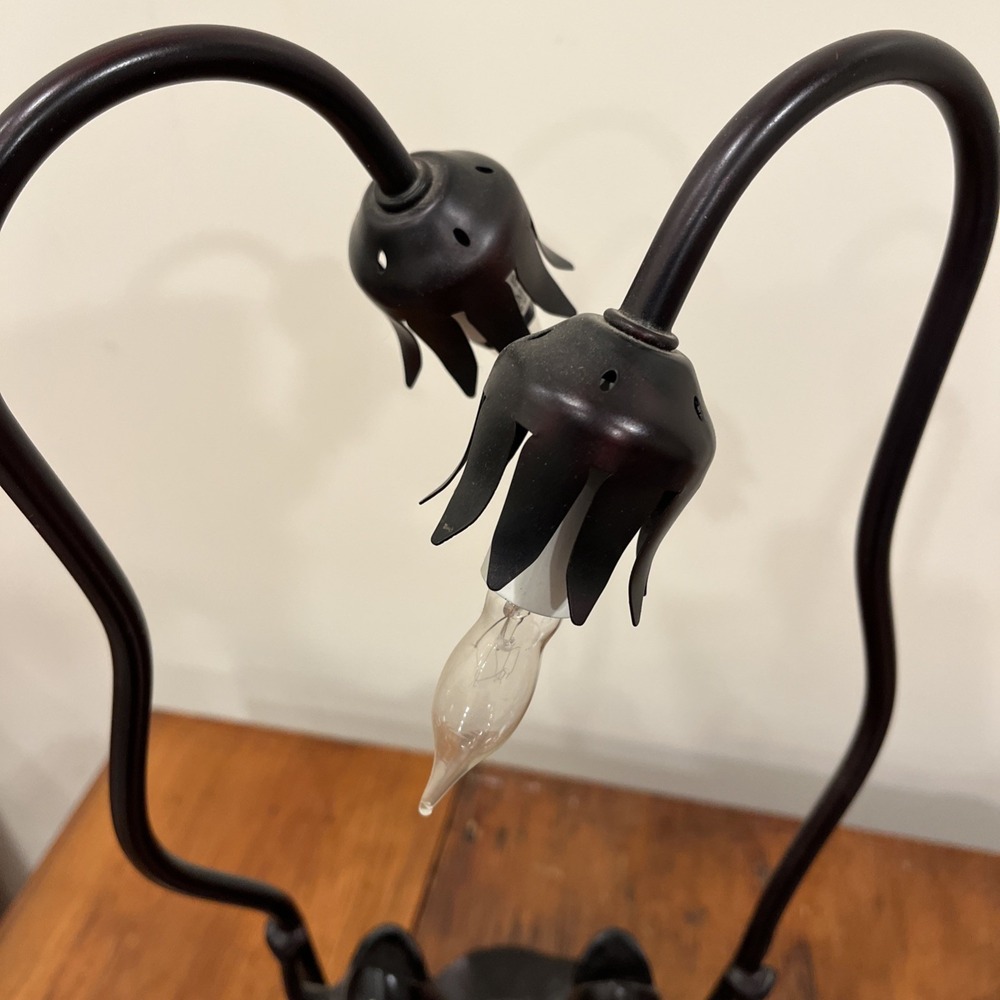 Vintage Dancing Singing Frogs Bronze Cast Metal Table Lamp 19" Tall Whimsical - Picture 7 of 12